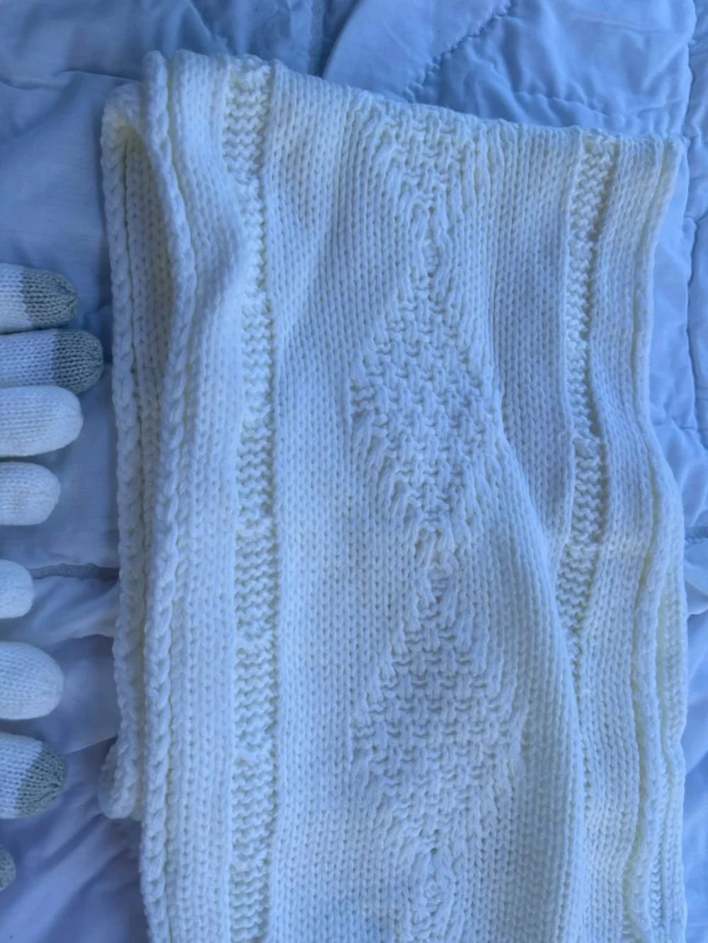 Cozy Ivory Knit Hat, Scarf & Touchscreen Gloves Set